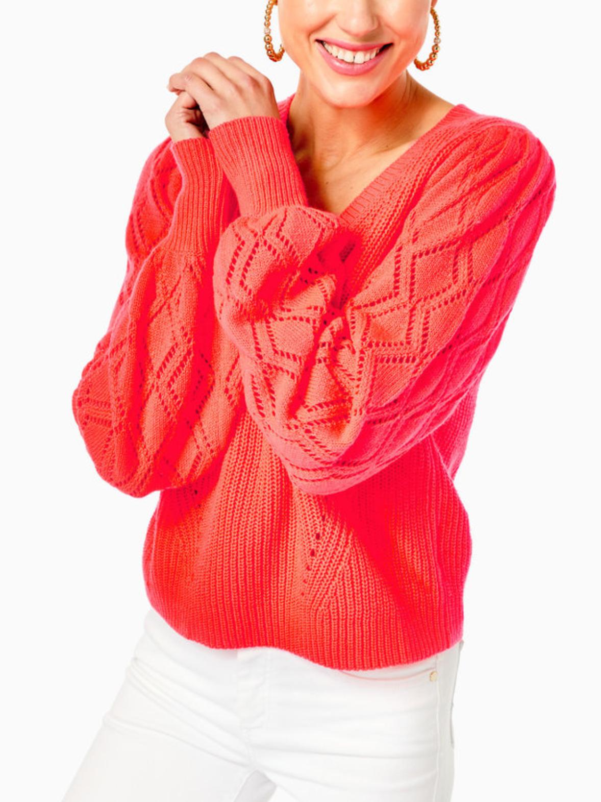 Lilly Pulitzer - Lulette Blouson Sleeve V-Neck Sweater - Sz L