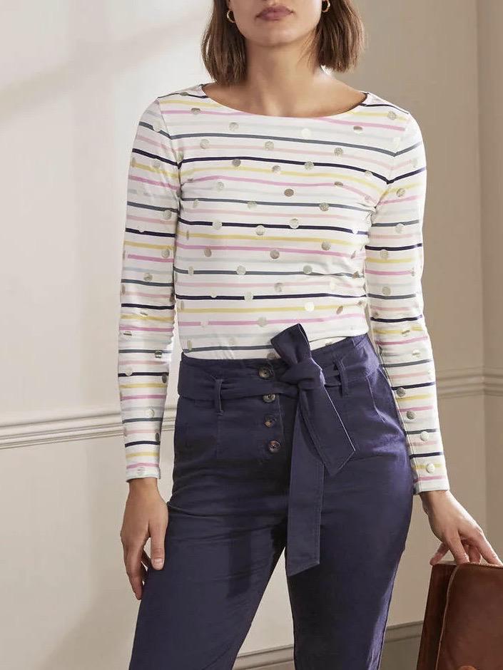 Boden - Long Sleeve Breton Top - Sz 6