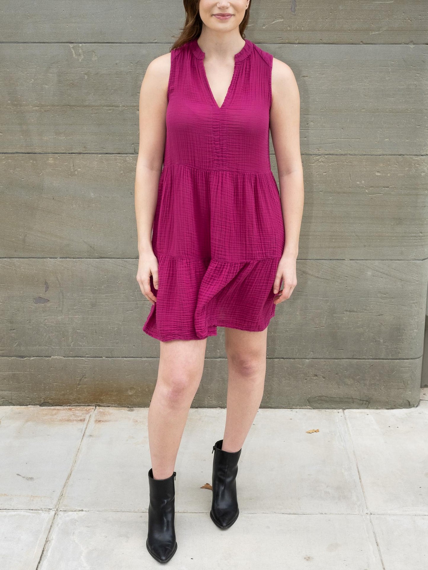 Michael Stars - Daisy Split Neck Gauze Dress - Sz L