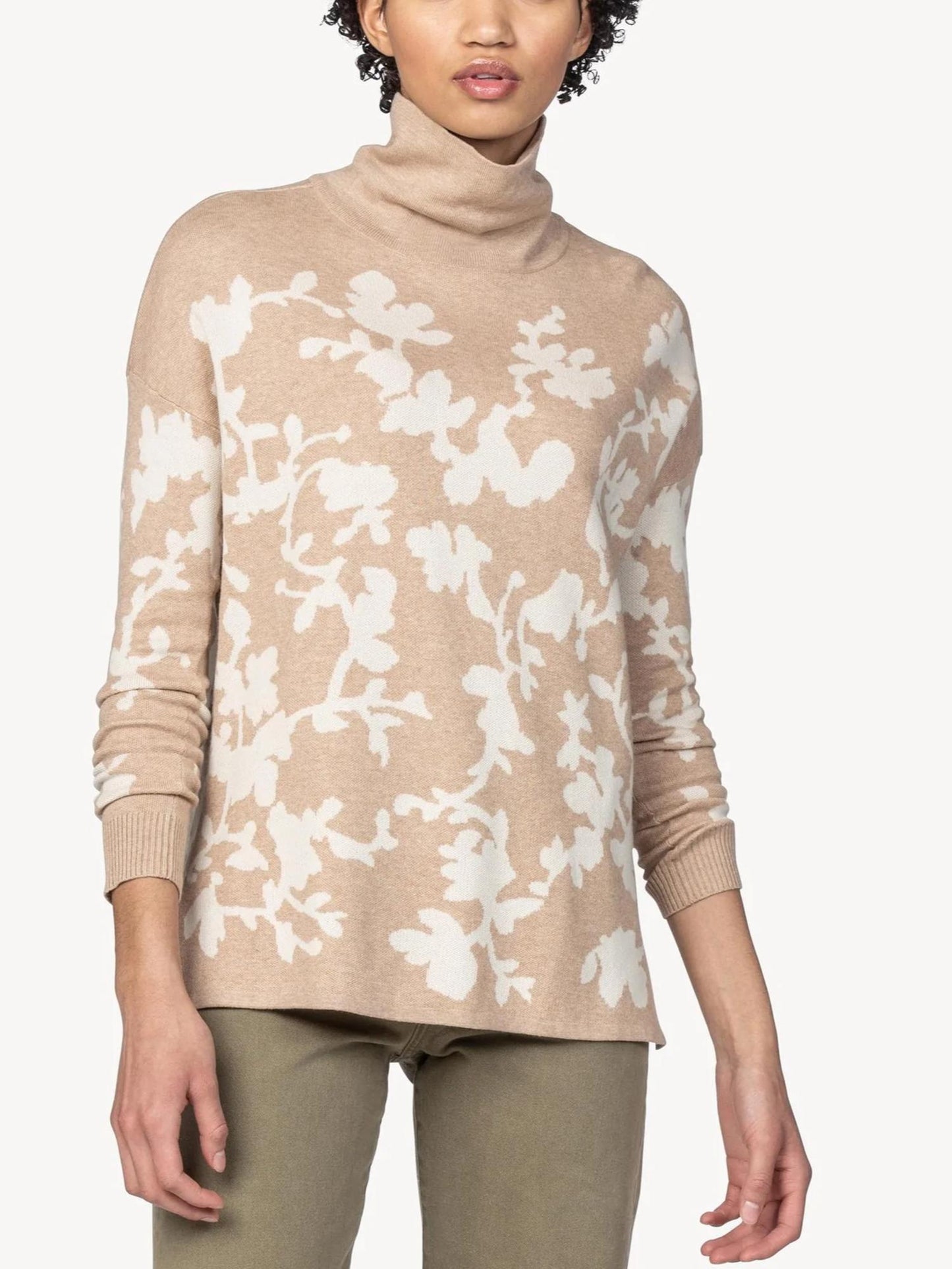 Lilla P - Floral Turtleneck Tunic Sweater - Sz M