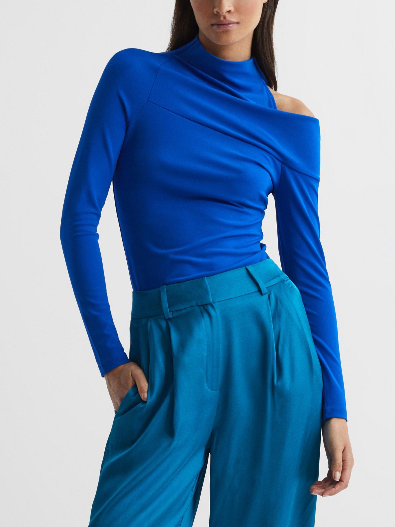 Reiss - Amy High Neck Cut-Out Shoulder Top - Sz S