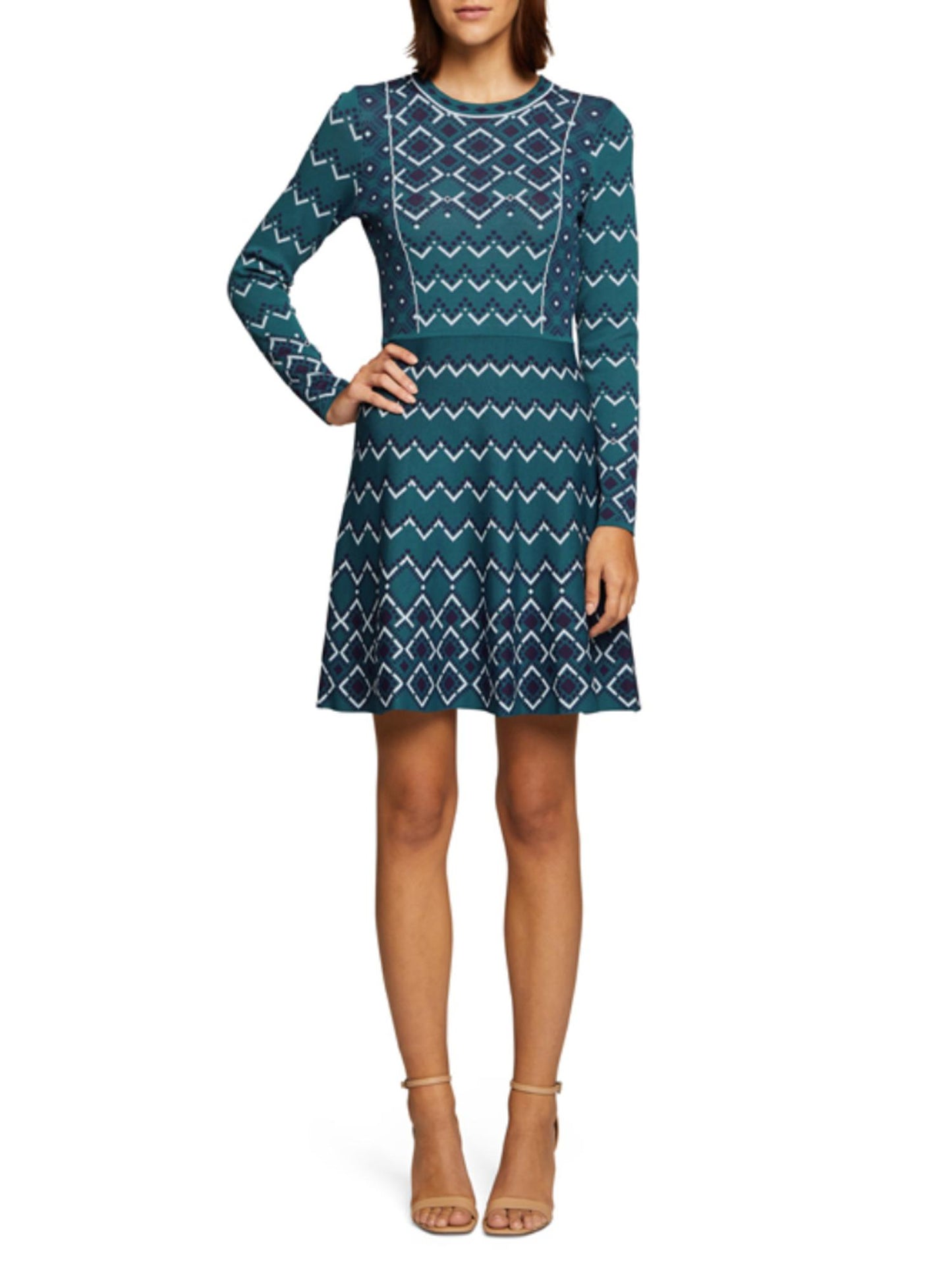 Eliza J - Long Sleeve Knit Fit & Flare Dress - Sz M
