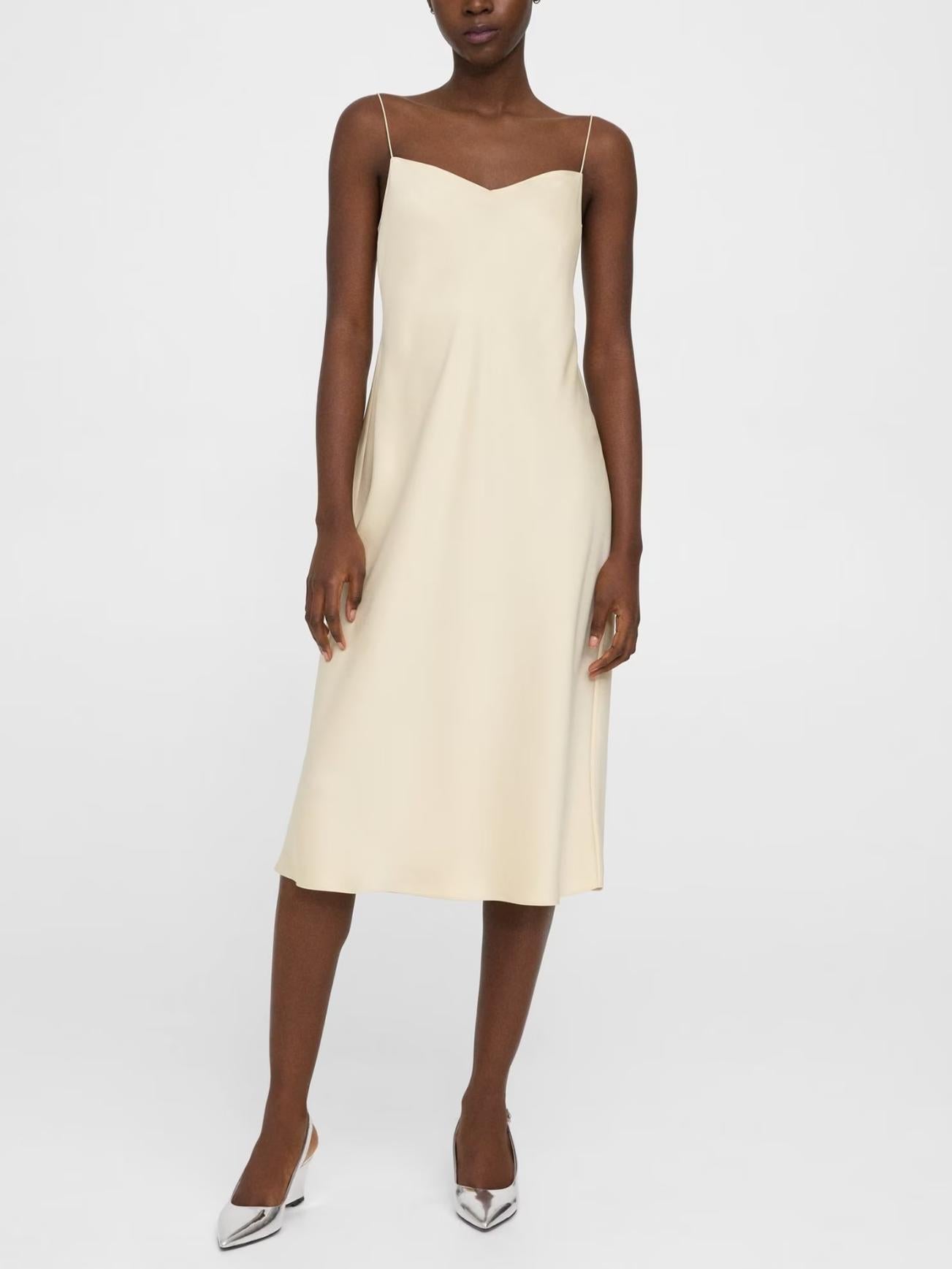 Theory - V-Neck Satin Slip Midi Dress - Sz S