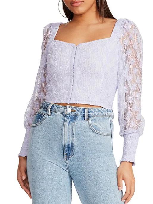 BB Dakota - Bustier Style Sheer Blouson Sleeve Blouse - Sz XL