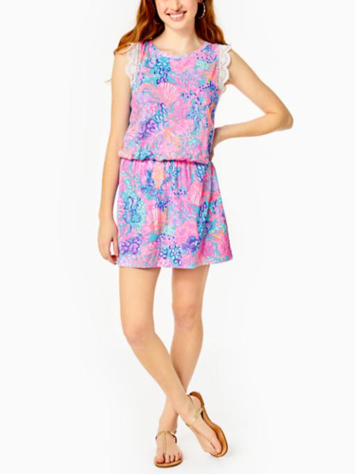 Lilly Pulitzer - Lace Trim Casual Dress with Hidden Shorts - Sz L