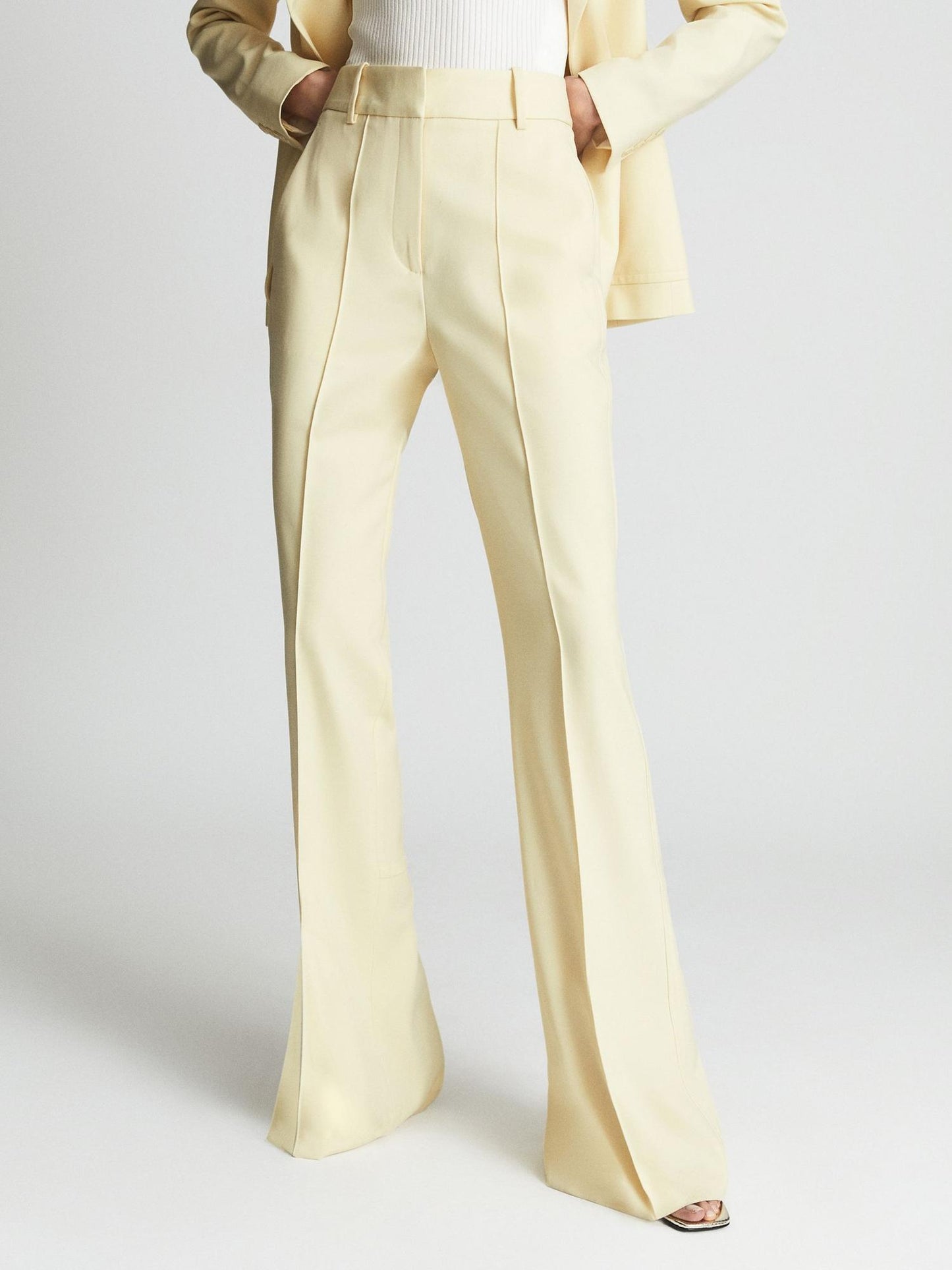 Reiss - Etna Slit Flare Tailored Wool Blend Trousers - Sz 8