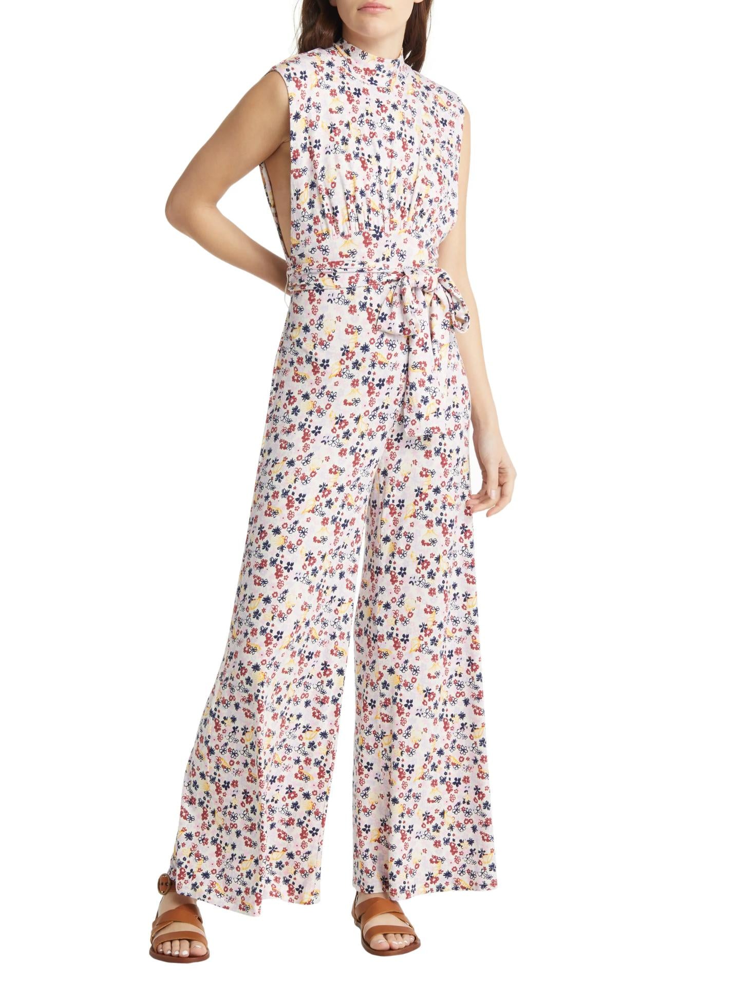 Free People - Vibe Check Tie Waist Open Back Jumpsuit - Sz M
