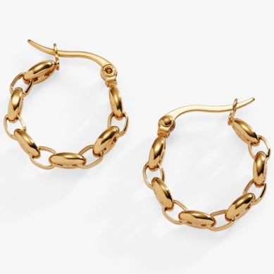 Alex and Ani Frozen Mariner Chain Hoop Earrings in Gold