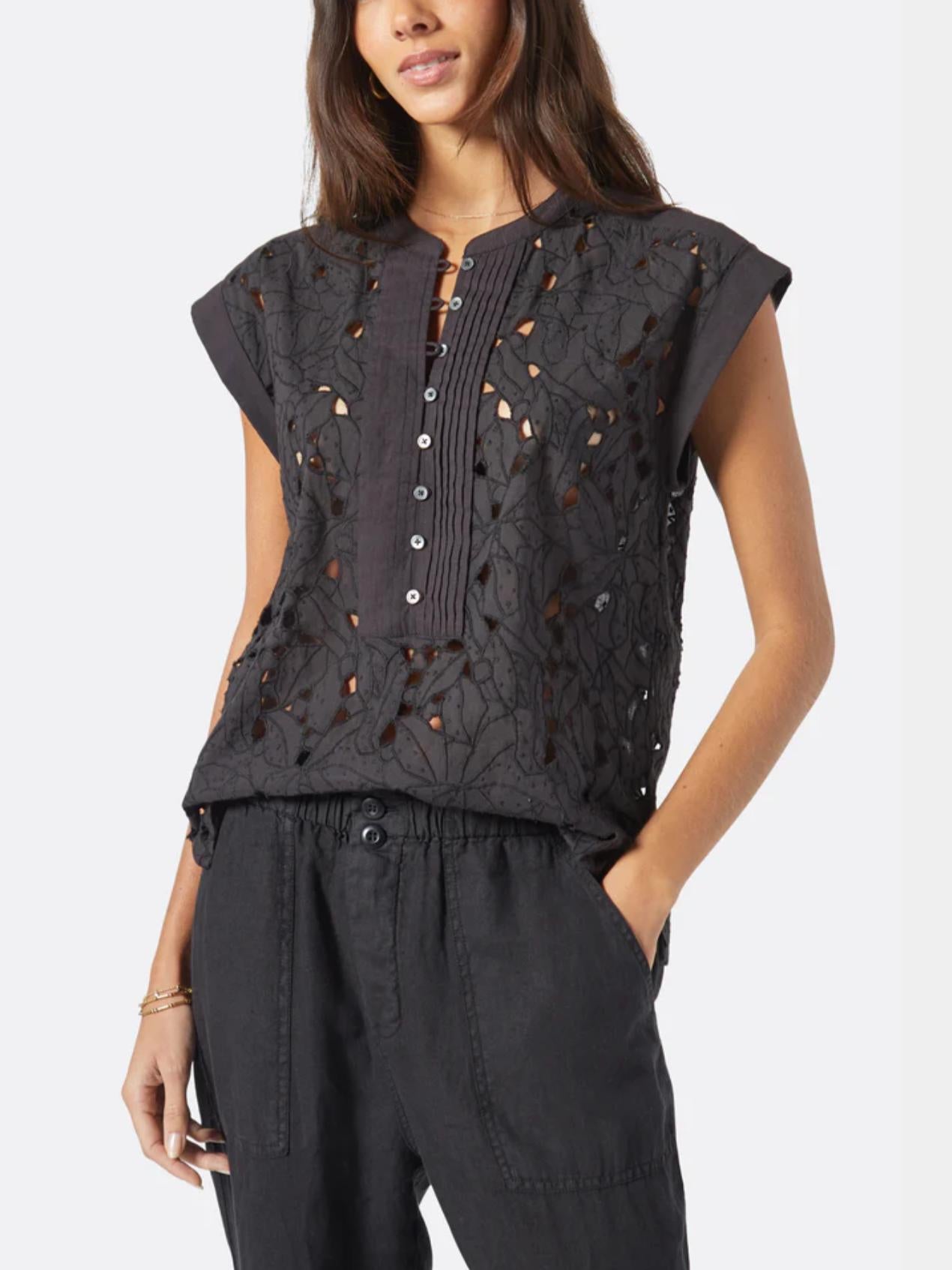 Joie - Esine Cut-Out Cotton Top - Sz S