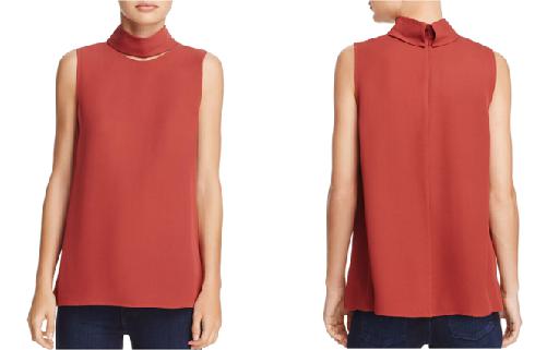 Theory - Sleeveless Cutout Mock-Neck Silk Blouse - Sz XS