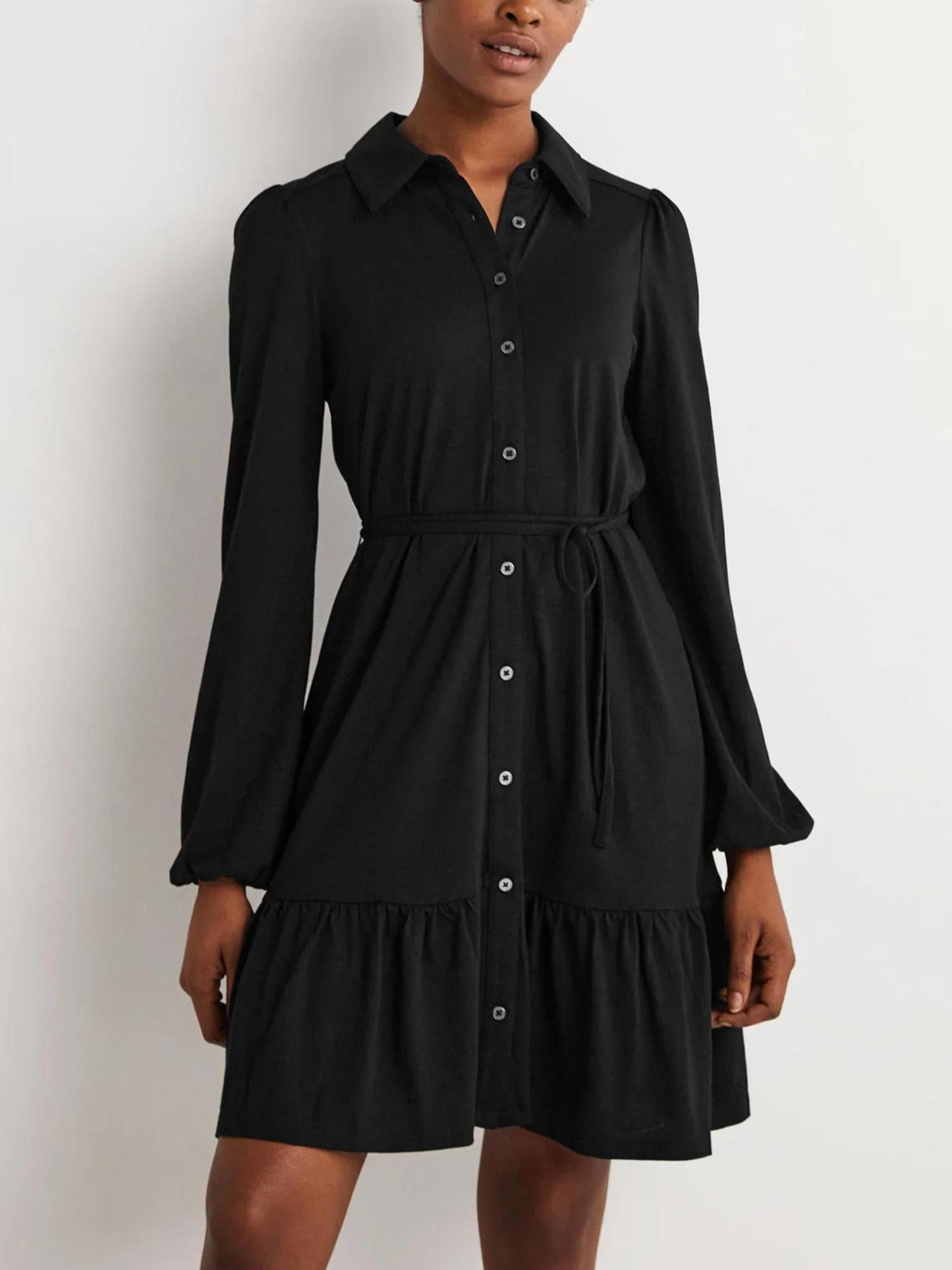 Boden - Long Sleeve Tiered Jersey Shirt Dress - Sz 8