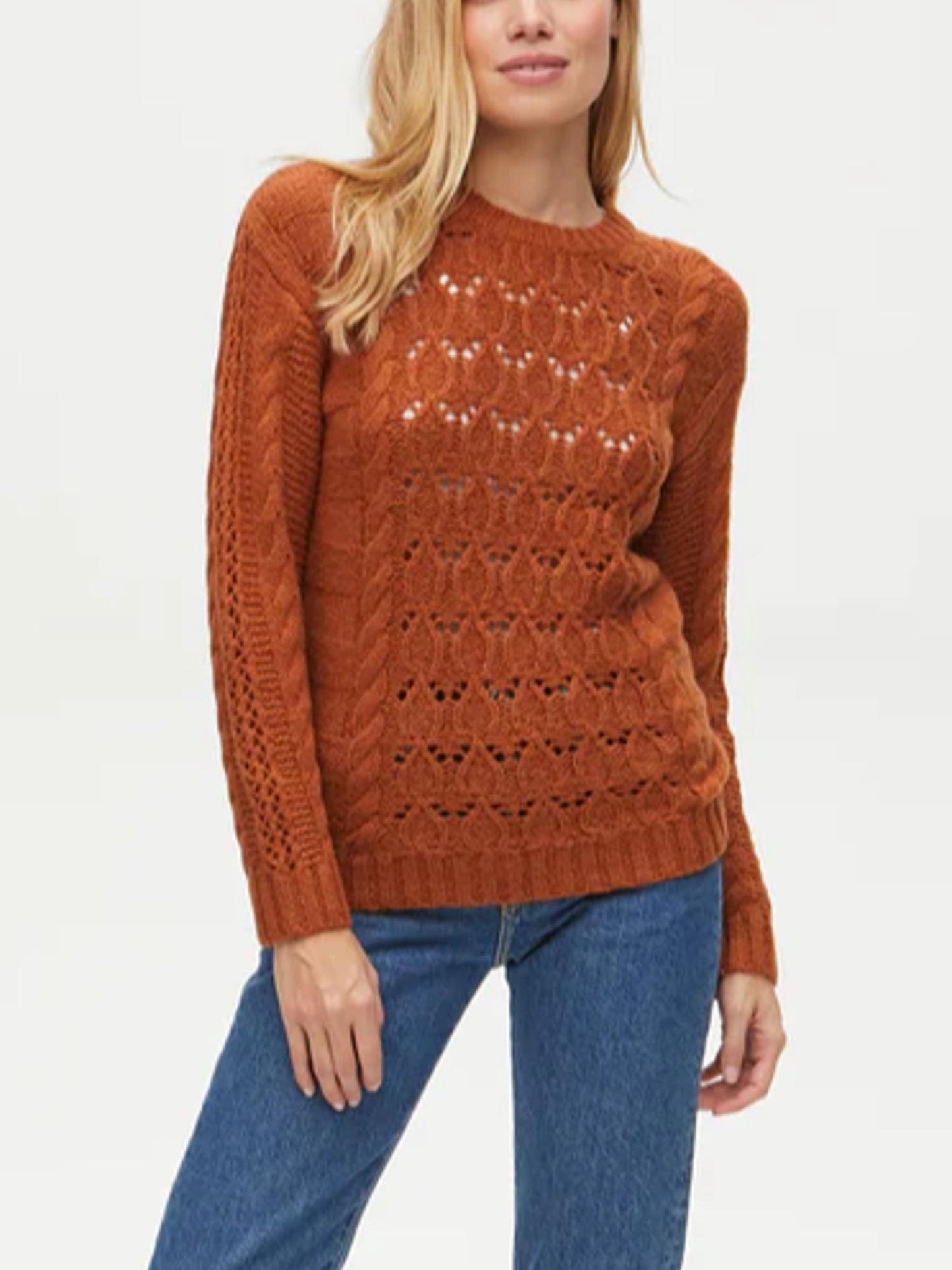 Michael Stars - Louisa Cable Knit Pointelle Pullover Sweater - Sz S