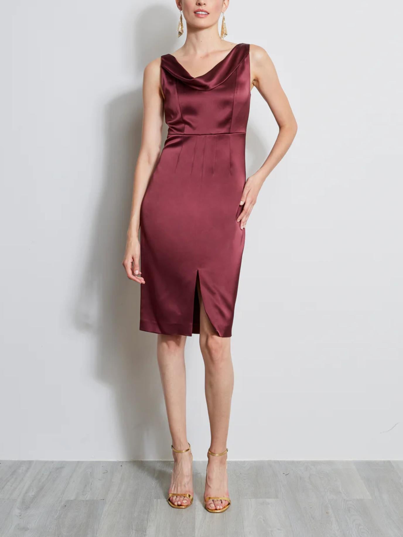 Elie Tahari - Satin Cowl Neck Sheath Dress - Sz 8