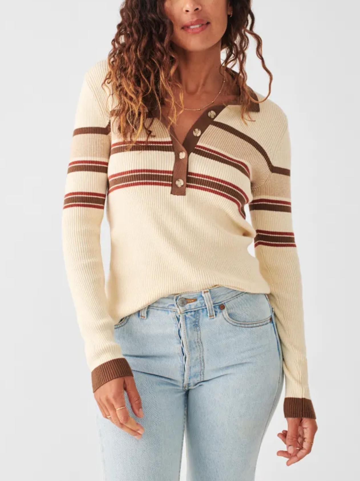 Faherty - Mikki Polo Cashmere Blend Sweater - Sz M