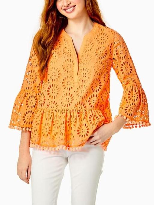 Lilly Pulitzer - 3/4 Sleeve Bekah Eyelet Top - Sz XL