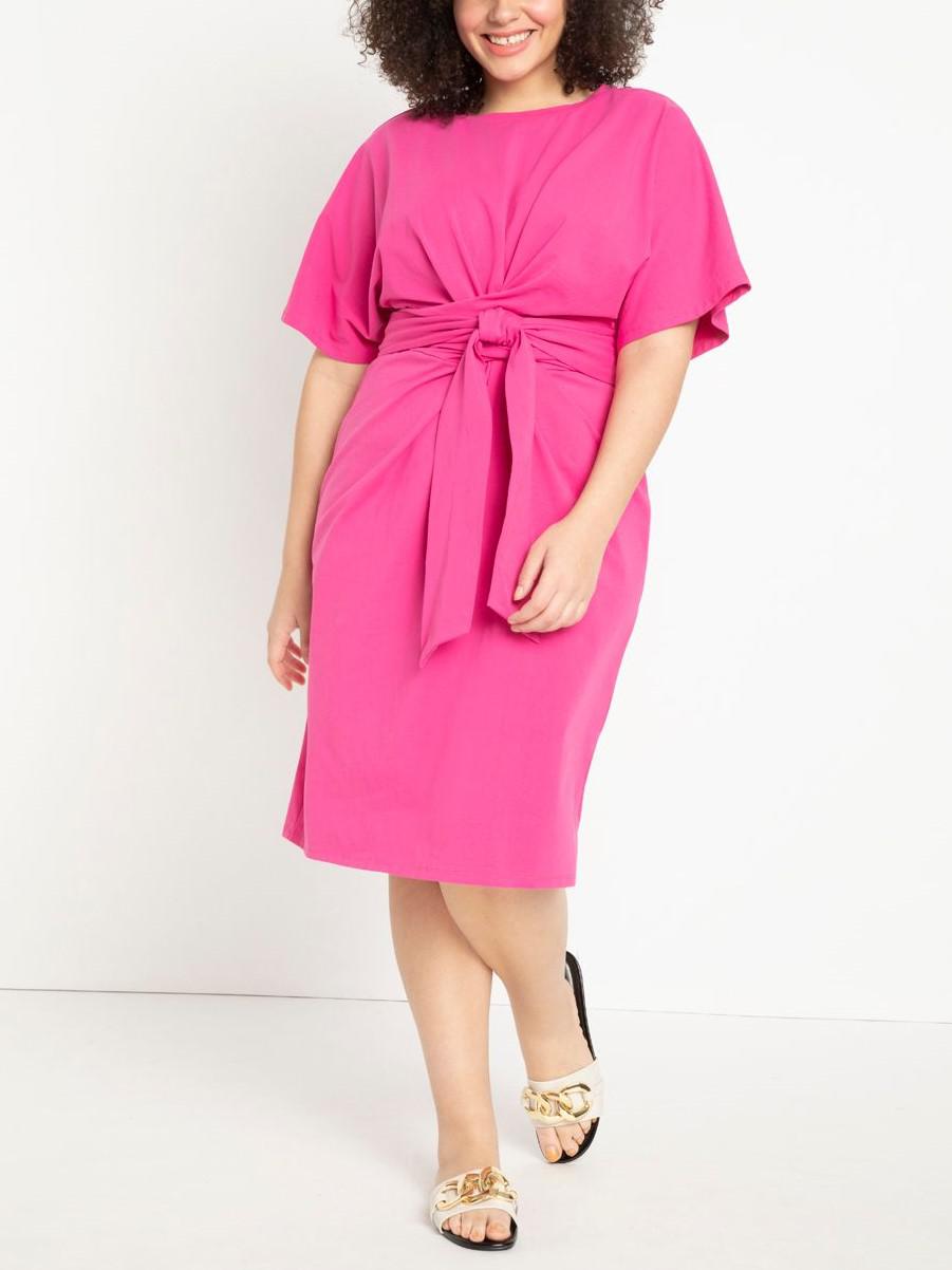 Eloquii - Wrap Tie Flutter Sleeve Midi Dress - Sz 14W