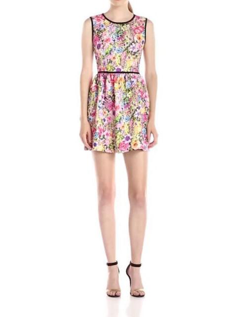 Black Halo - Sleeveless Quilted Floral Fit & Flare Dress - Sz 8