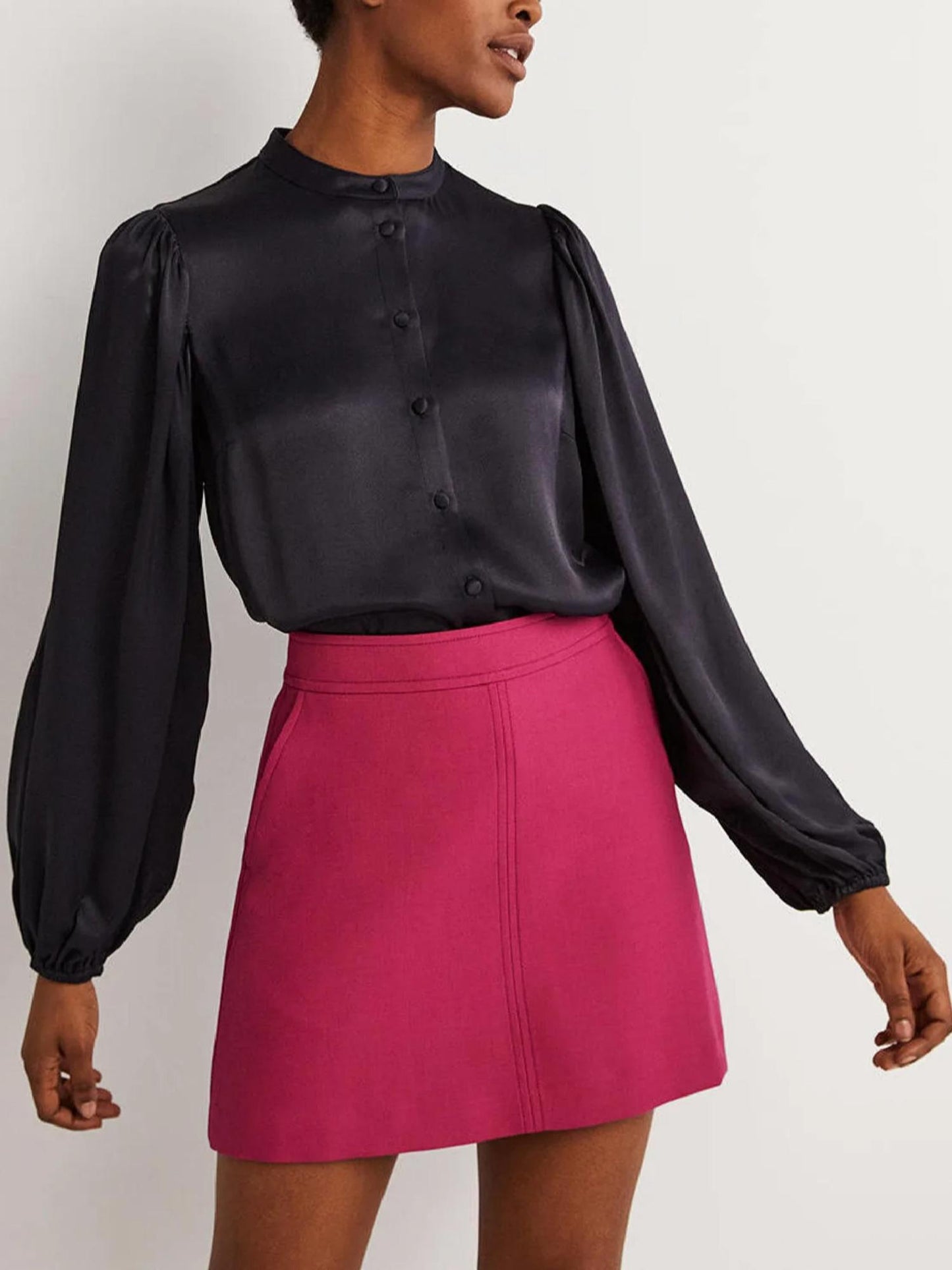 Boden - Blouson Sleeve Satin Button Up Shirt - Sz 8