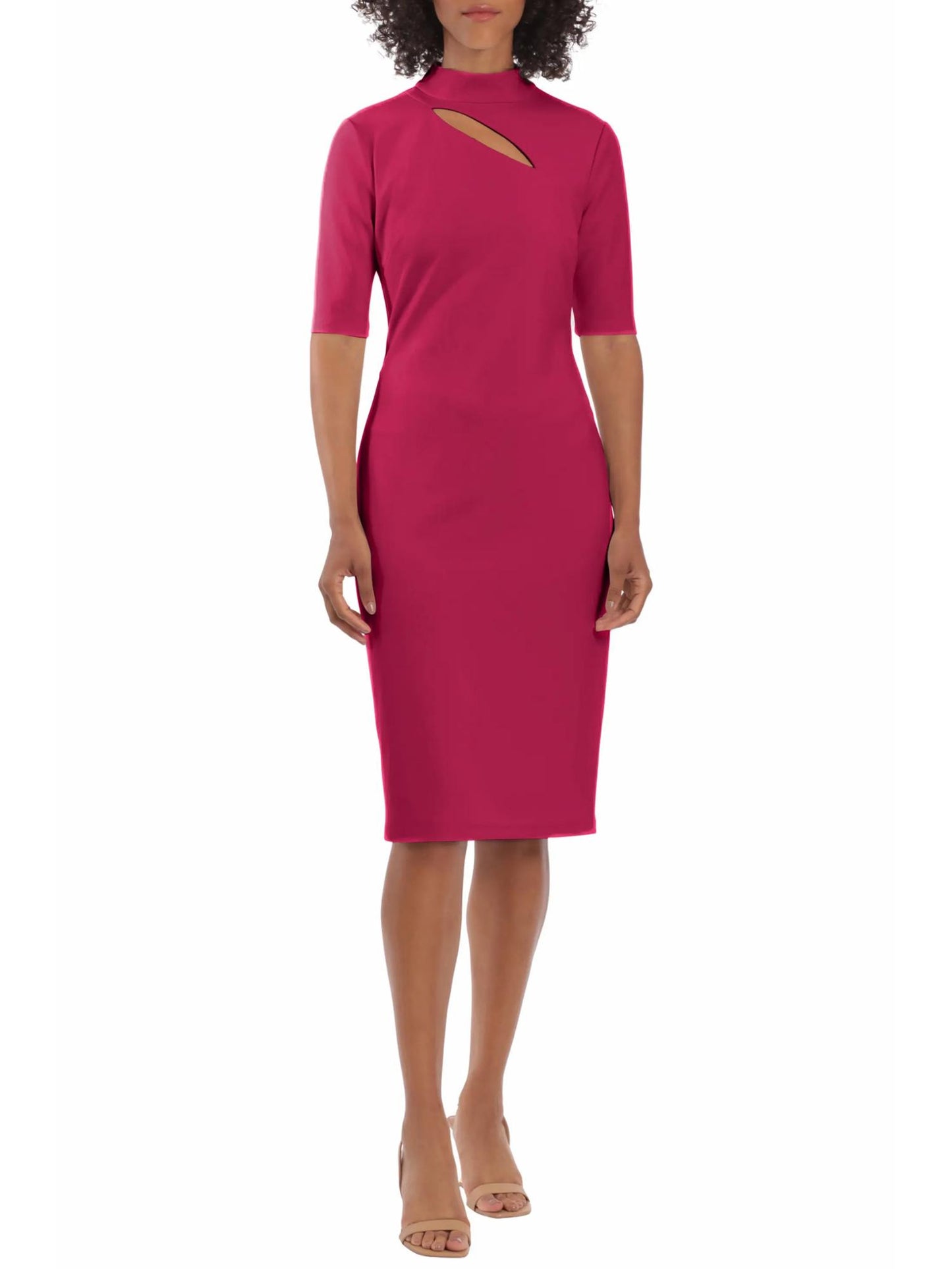 Maggy London - Cutout Elbow Sleeve Midi Sheath Dress - Sz 8