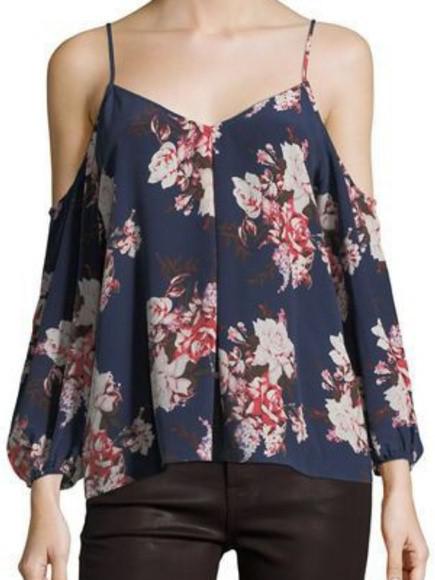 Joie - Floral Cold Shoulder Silk Blouse - Sz S