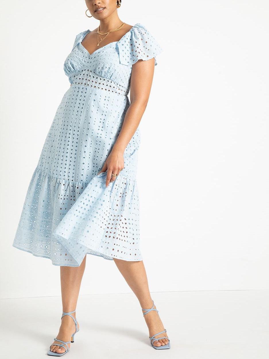 Eloquii - Eyelet Dress With Sheer Detail - Sz 22W