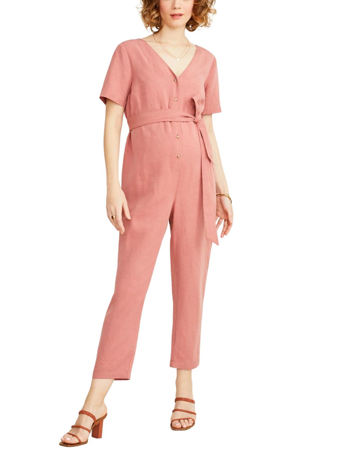 Hatch - V-Neck Linen Blend Noelle Jumpsuit - Sz LM