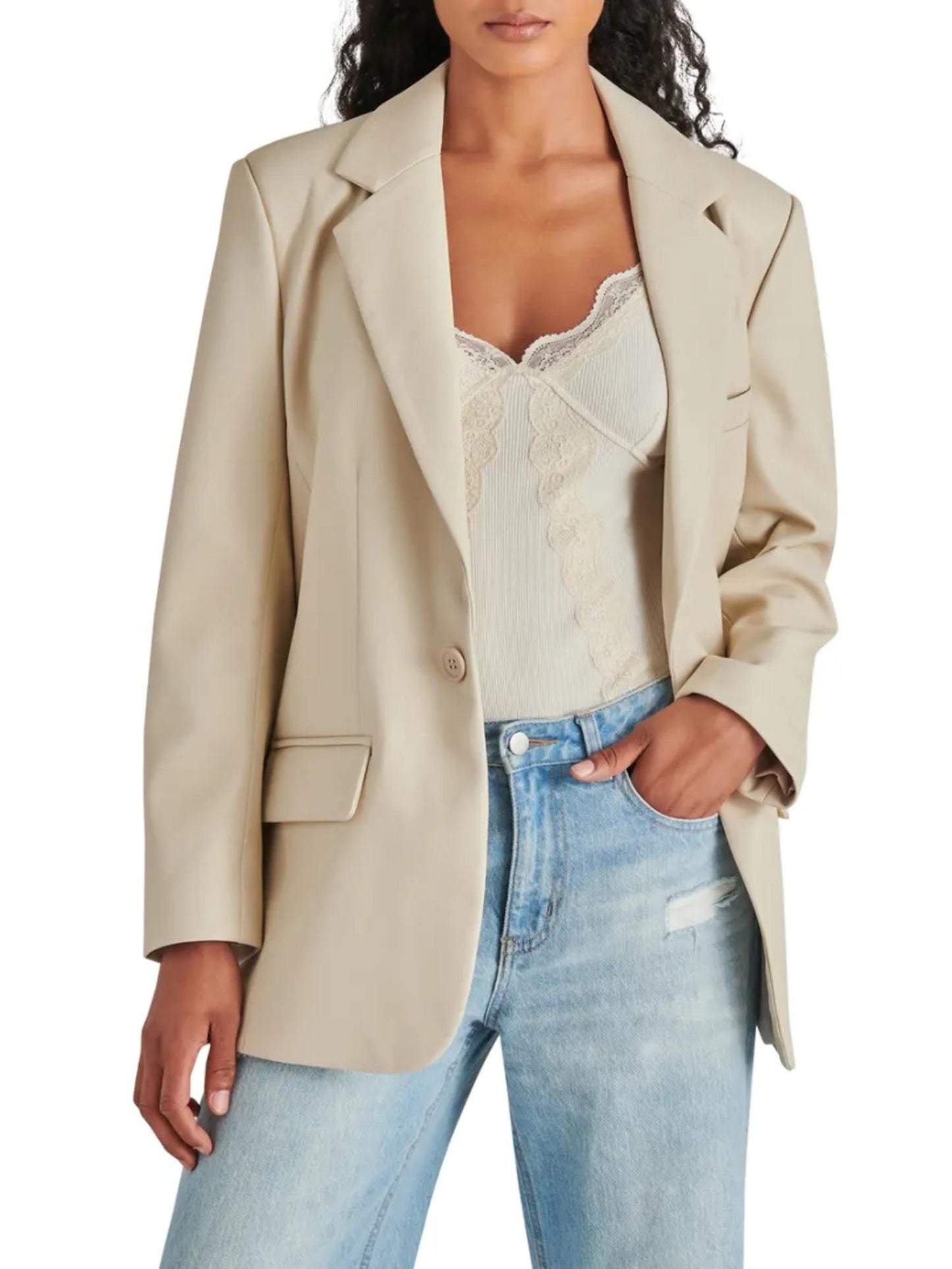 Steve Madden - Imaan Single Button Faux Leather Blazer - Sz M