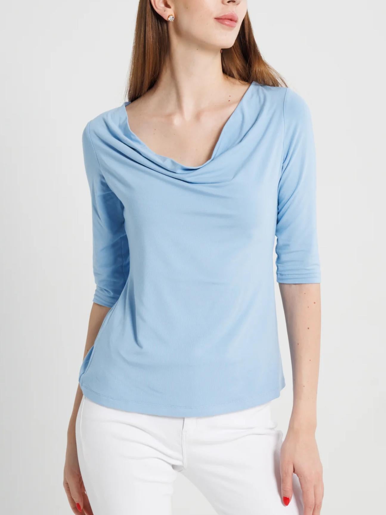 Farinaz Taghavi - 3/4 Sleeve Cowl Neck Fab Knit Top - Sz XL