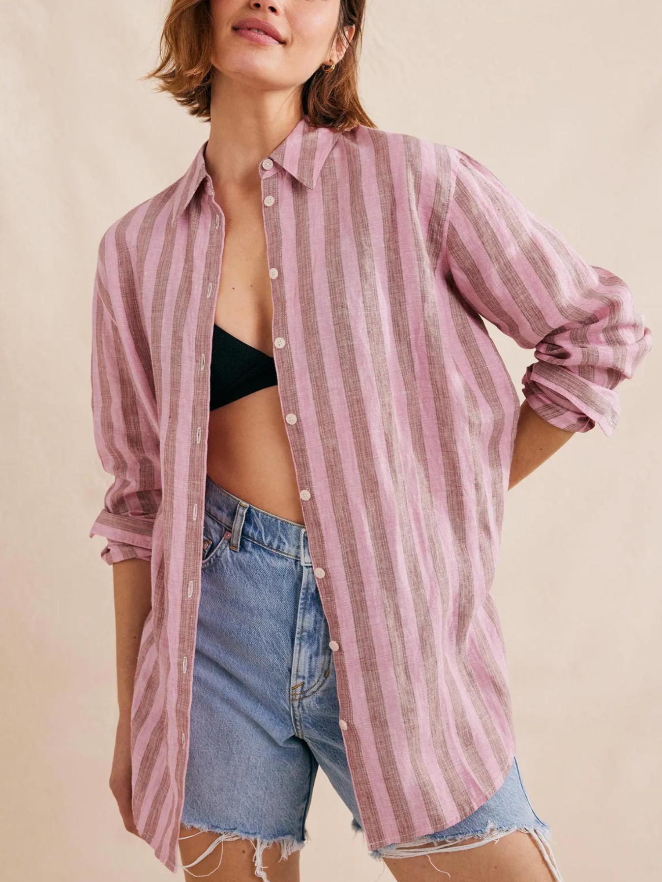 Boden - Relaxed Linen Button-Down Long Sleeve Shirt - Sz 12