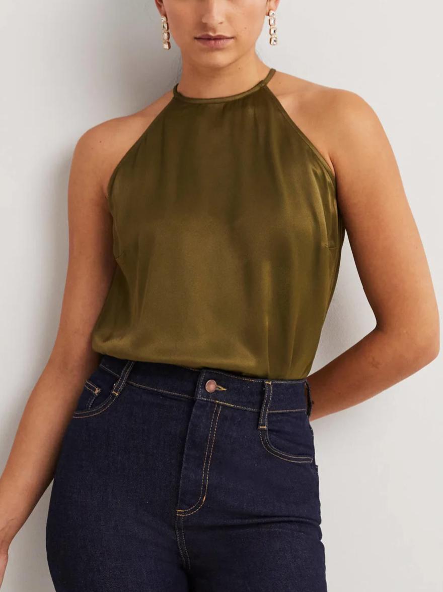 Boden - Strappy Halterneck Satin Top - Sz 10