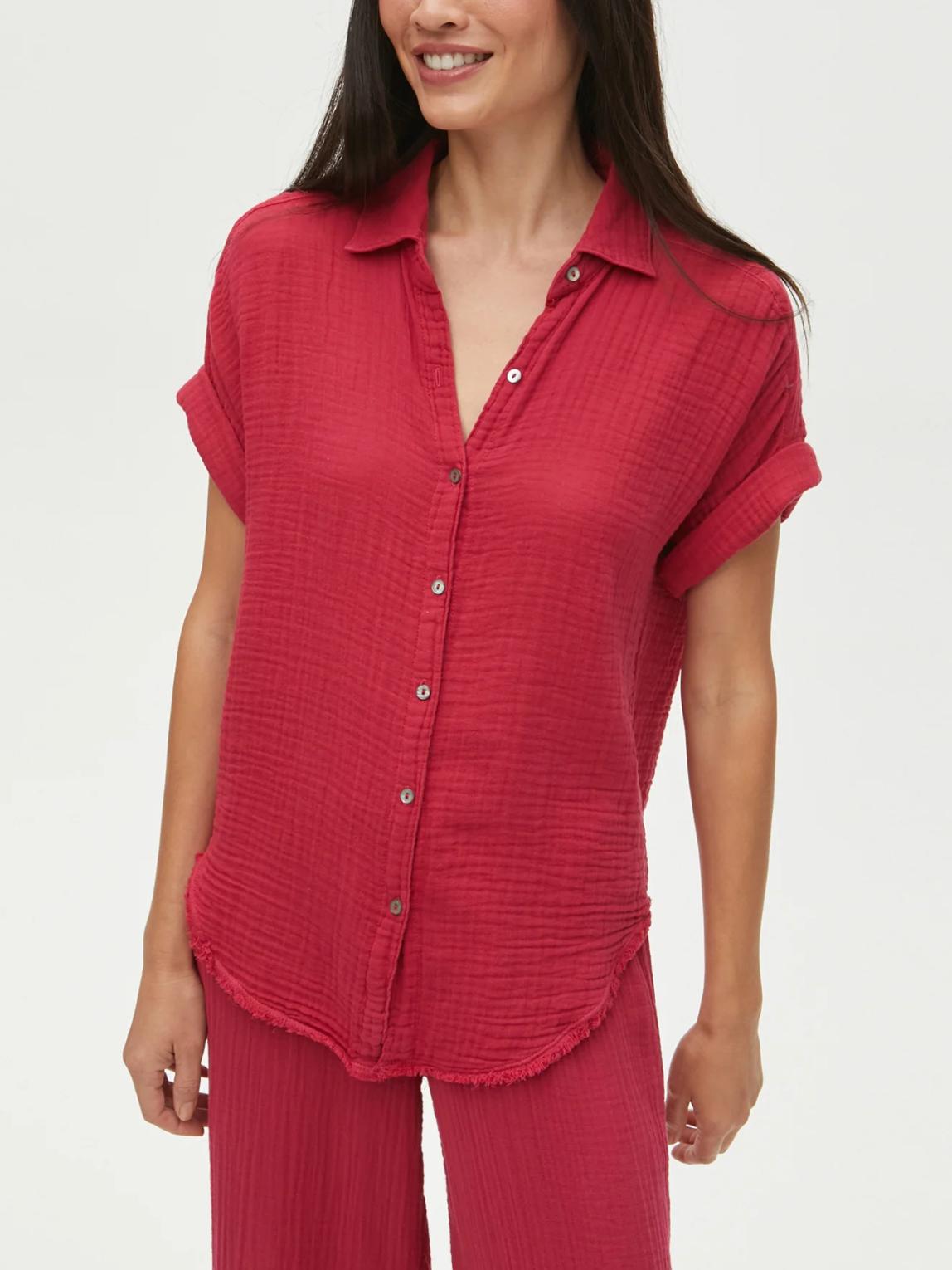 Michael Stars - Bailey Gauze Button-Down Shirt - Sz L