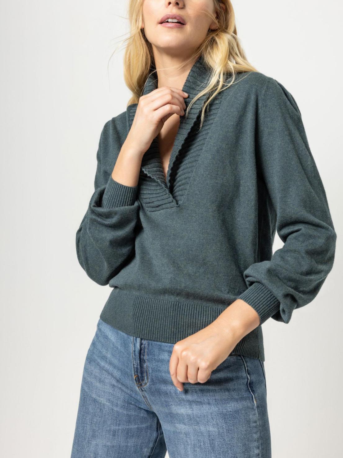 Lilla P - Shawl Collar Cotton Cashmere Blend Pullover Sweater - Sz XL