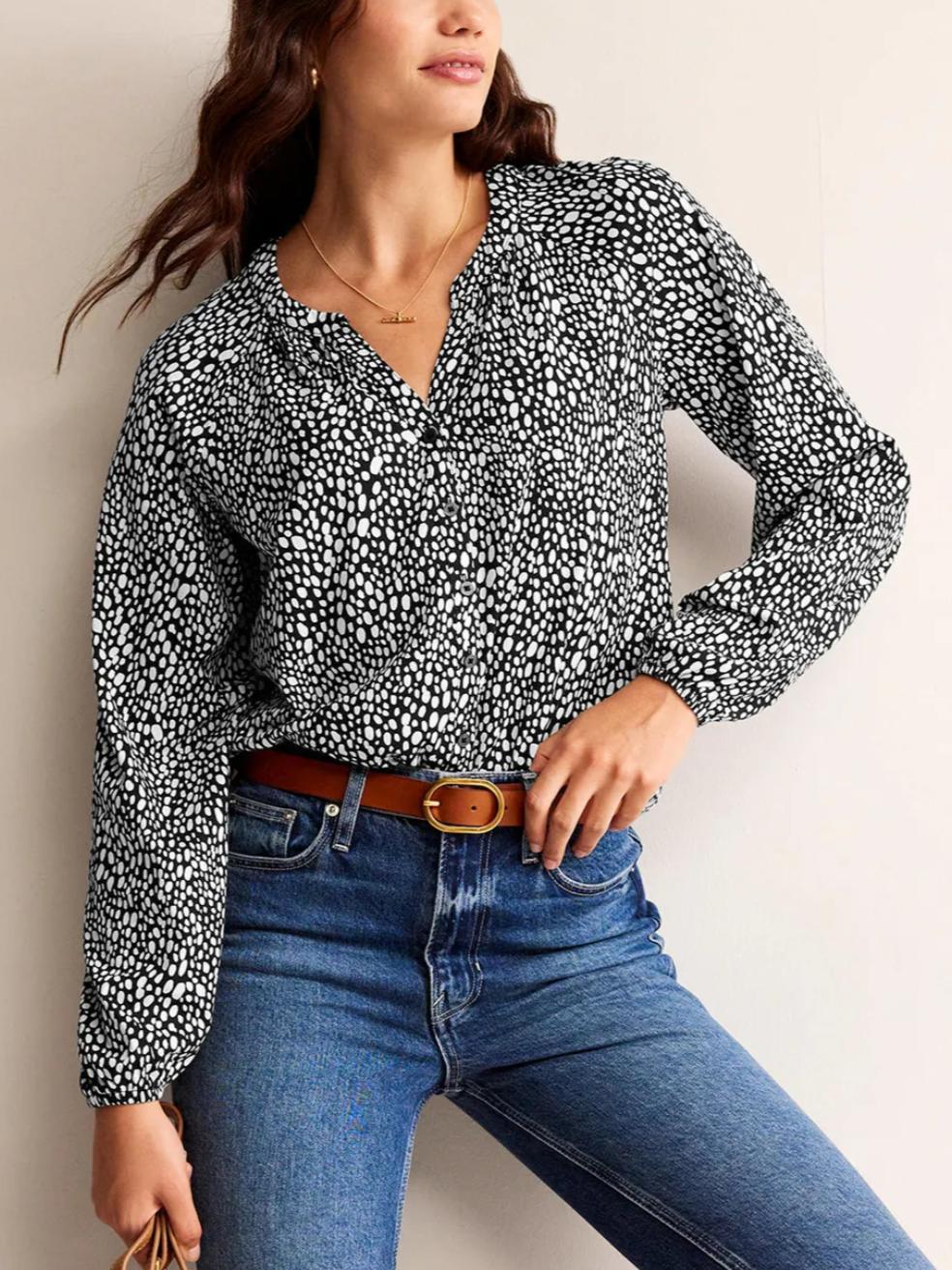 Boden - Relaxed Gather Detail Button Front Blouse - Sz 16/18