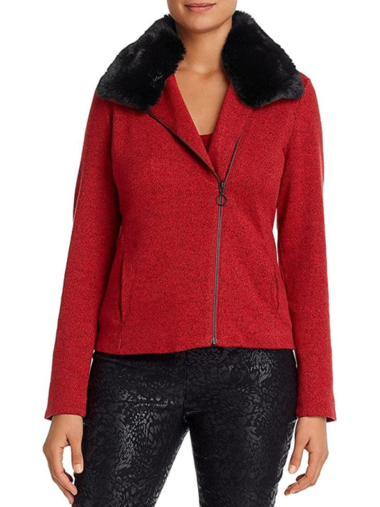 NIC+ZOE - Faux Fur Collar Motorcycle Jacket - Sz M