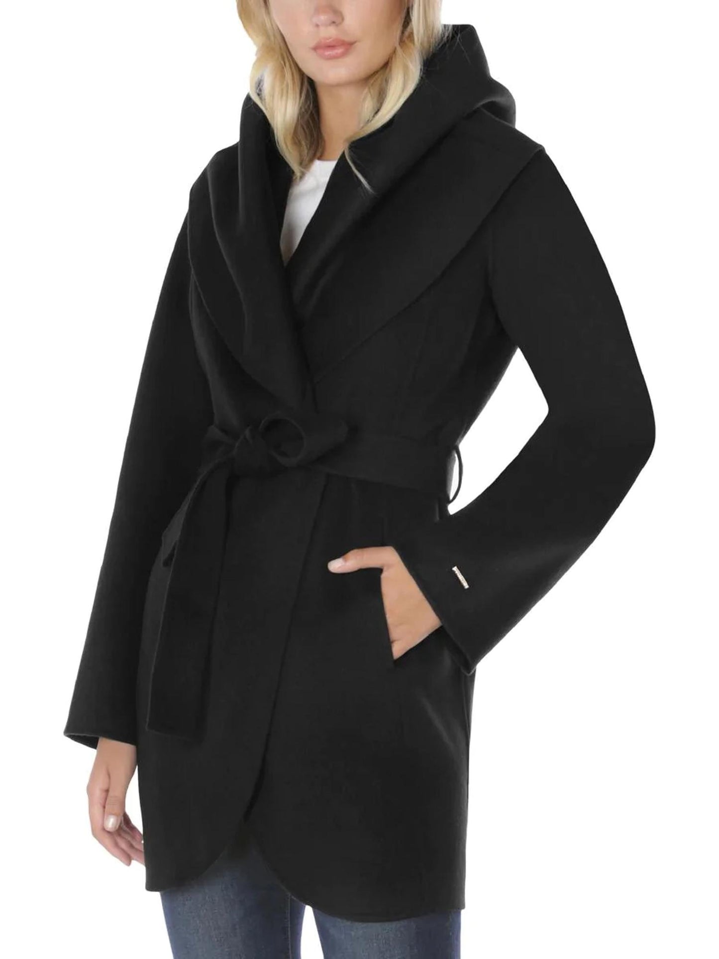 Tahari - Marilyn Wool Blend Double Face Belted Wrap Coat - Sz M