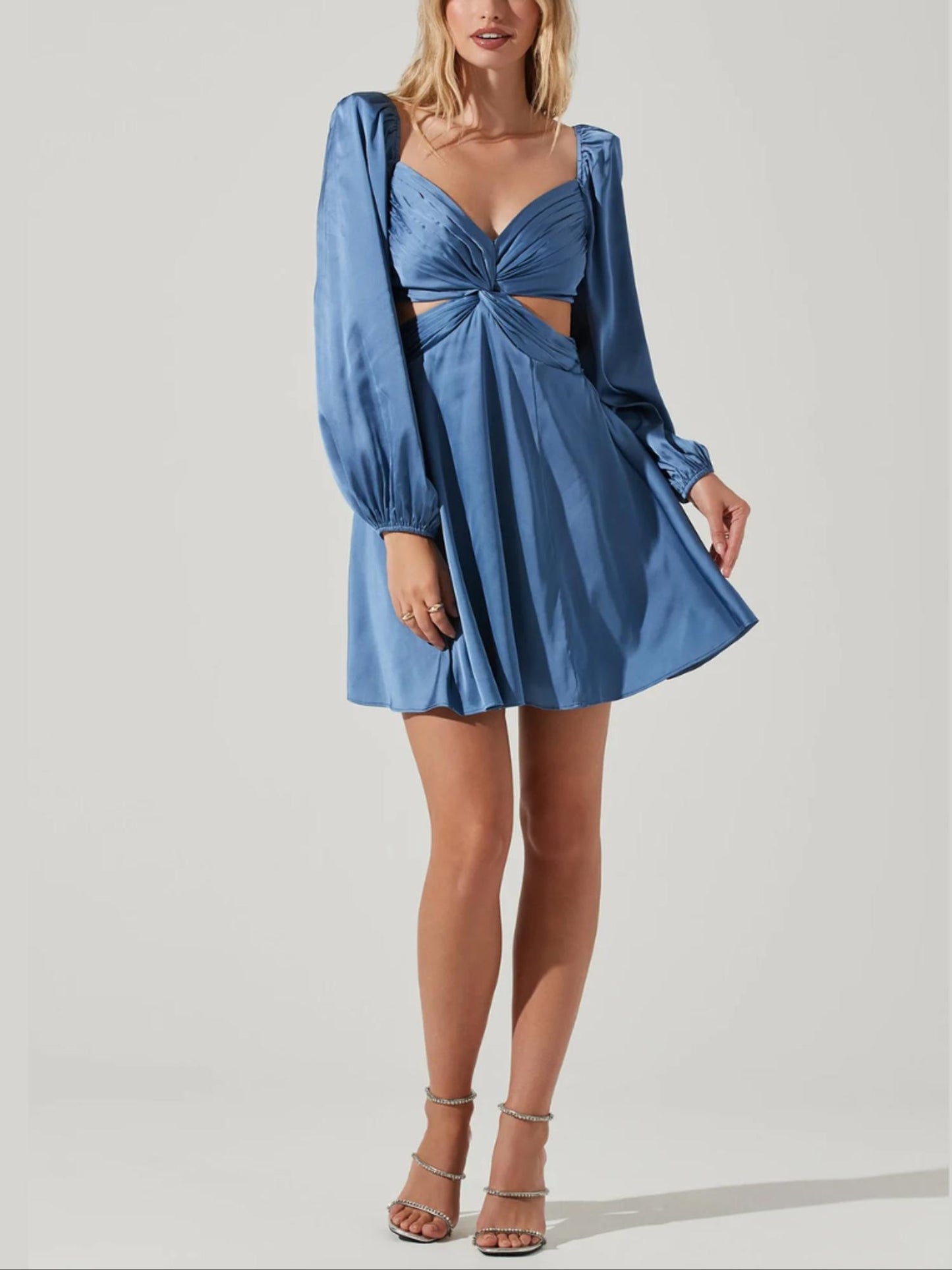 ASTR the Label - Anamaria Long Sleeve Cut Out Waist Mini Dress - Sz M