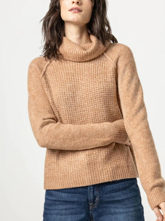 Lilla P - Waffle Stitch Long Sleeve Turtleneck Sweater - Sz XS