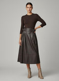 Vince - Belted Lamb Leather A-Line Pleated Skirt - Sz 10