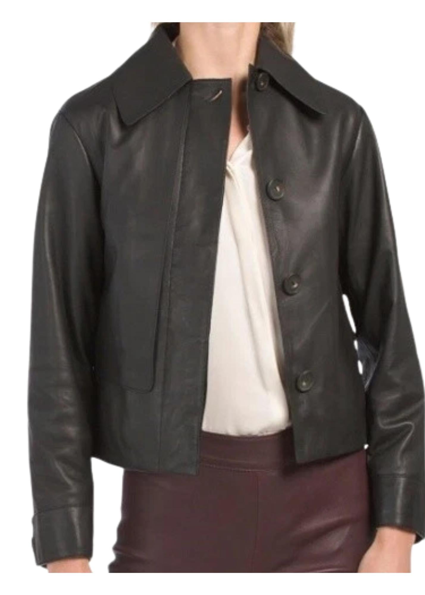 Vince - Cropped Leather Trench Coat - Sz XL