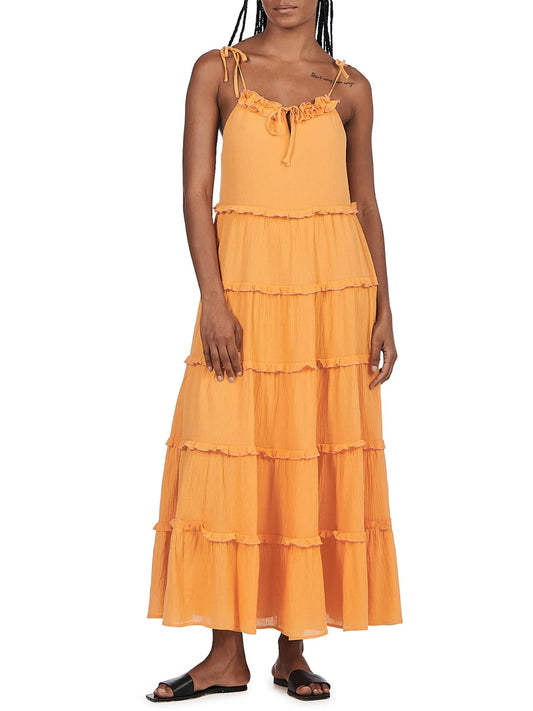 Charlie Holiday - Tiered Cotton Spaghetti Straps Maxi Dress - Sz XS