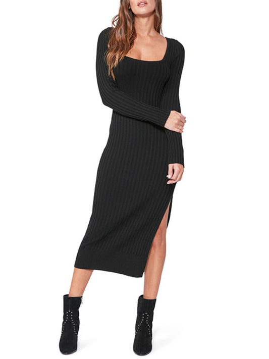 Paige - Benita Ribbed Wool Blend Side Slit Midi Dress - Sz XL