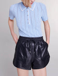 Maje - Utility Pocket Drawstring Waist Leather Shorts