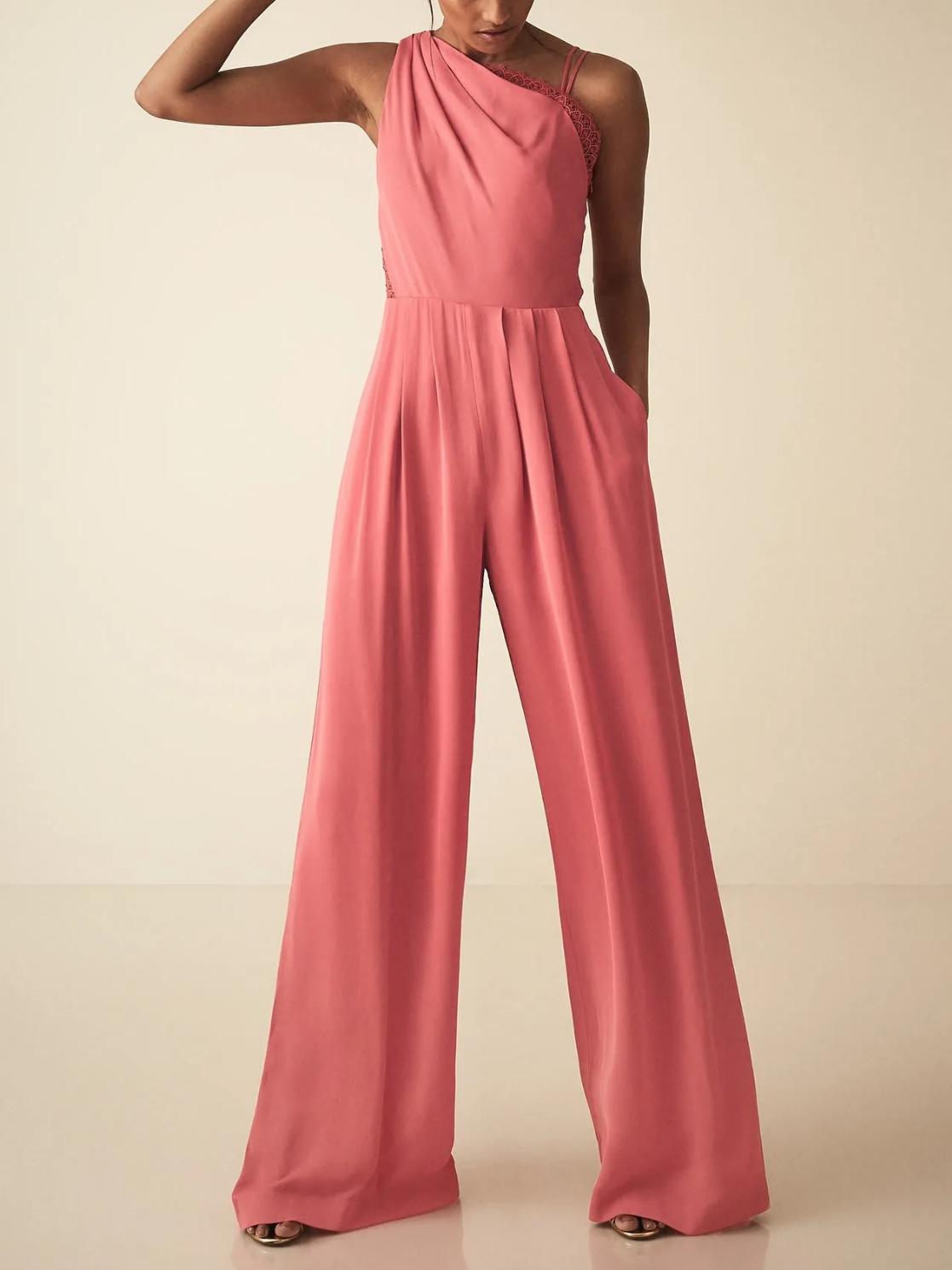 Reiss - Polly One Shoulder Strap Jumpsuit - Sz 8