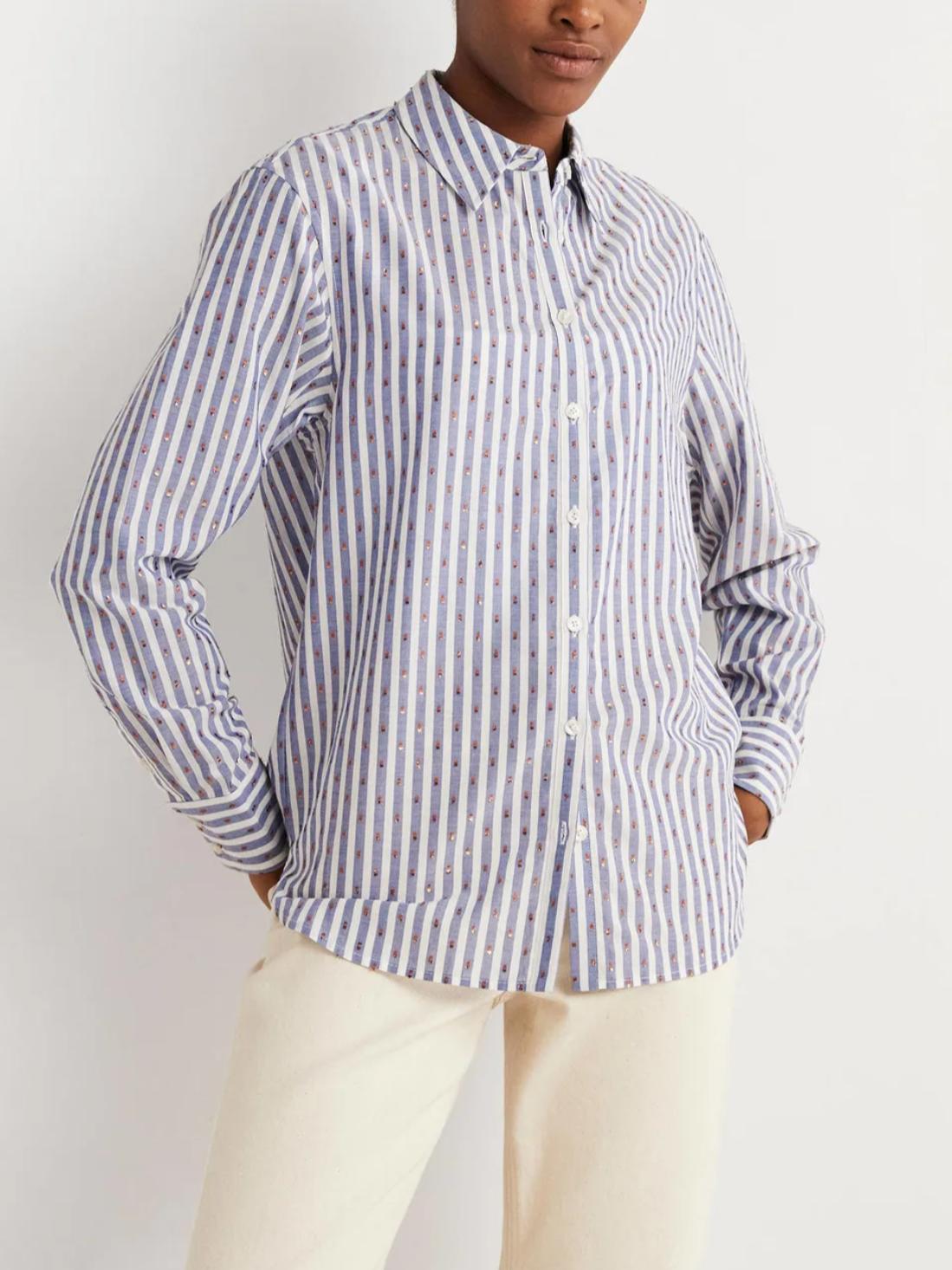 Boden - Metallic Embroidered Relaxed Shirt - Sz 8