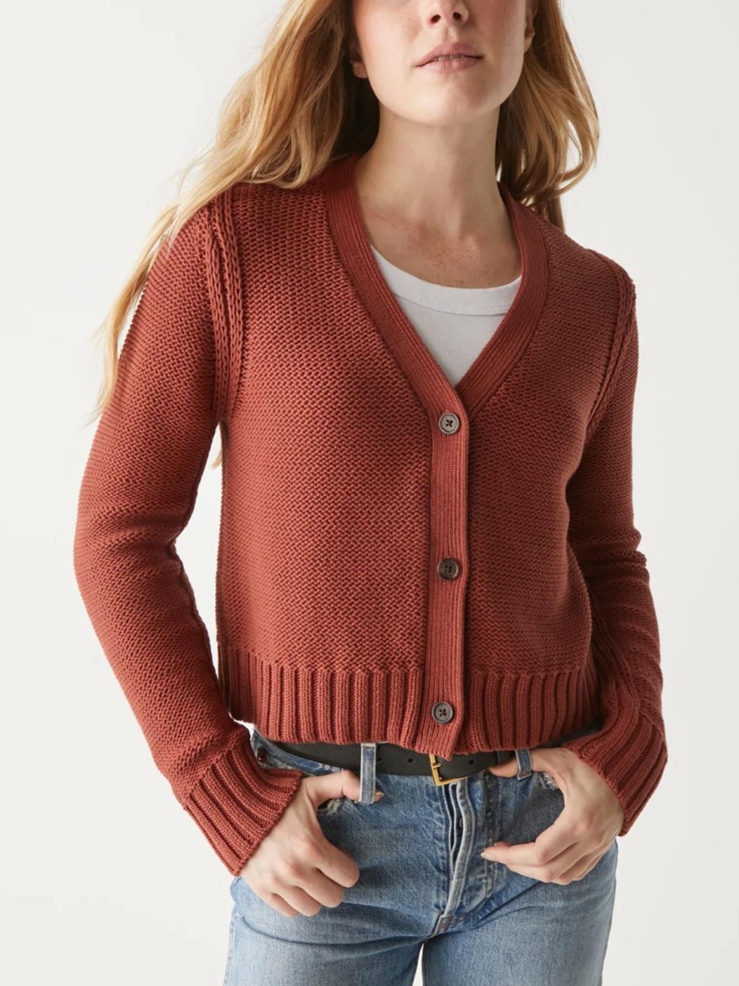 Michael Stars - Fran Cropped V-Neck Cotton Cardigan - Sz M