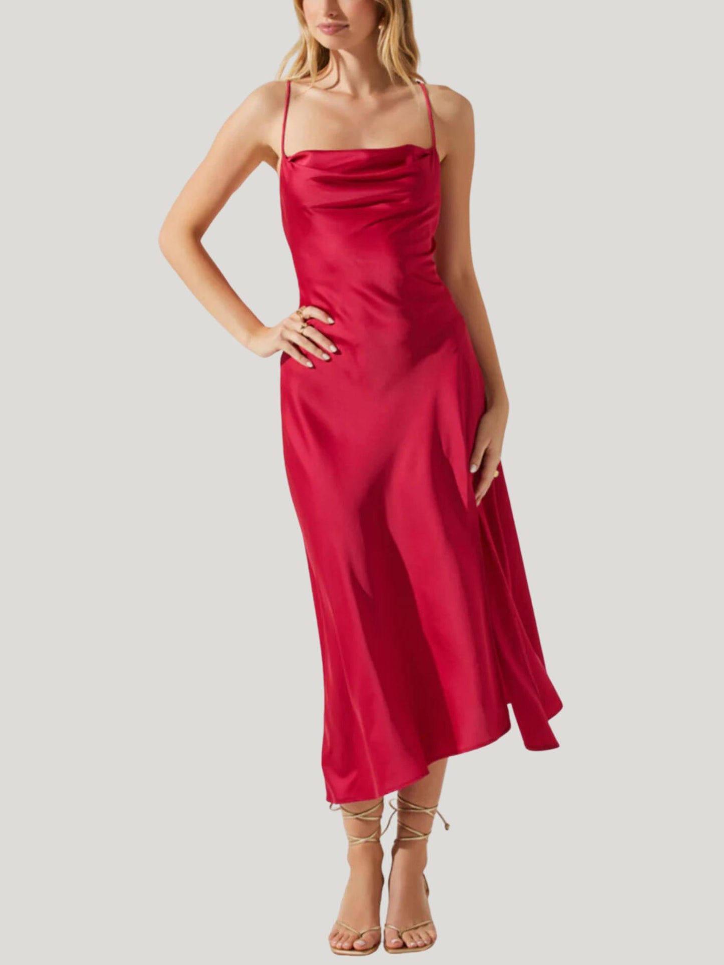 ASTR the Label - Gaia Side Slit Asymmetrical Midi Dress - Sz XS