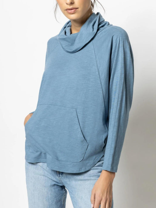 Lilla P - Oversized Cowl Neck Kangaroo Pocket Sweatshirt - Sz S