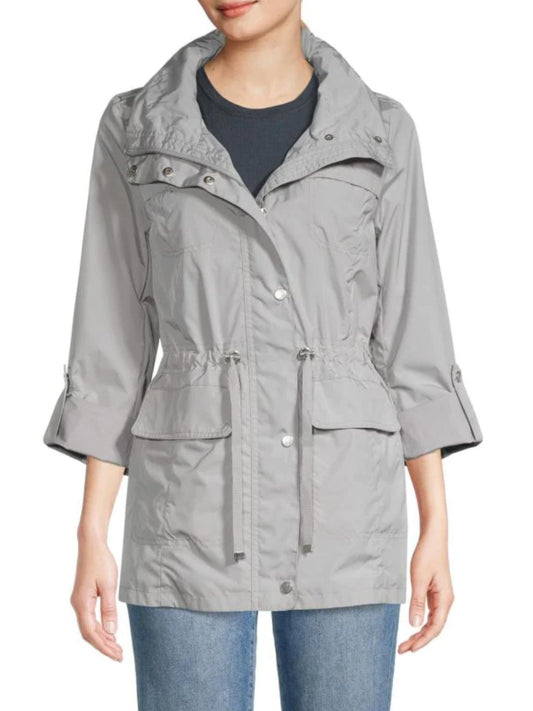 Cole Haan - Solid-Hued Mock Neck Anorak Jacket - Sz L