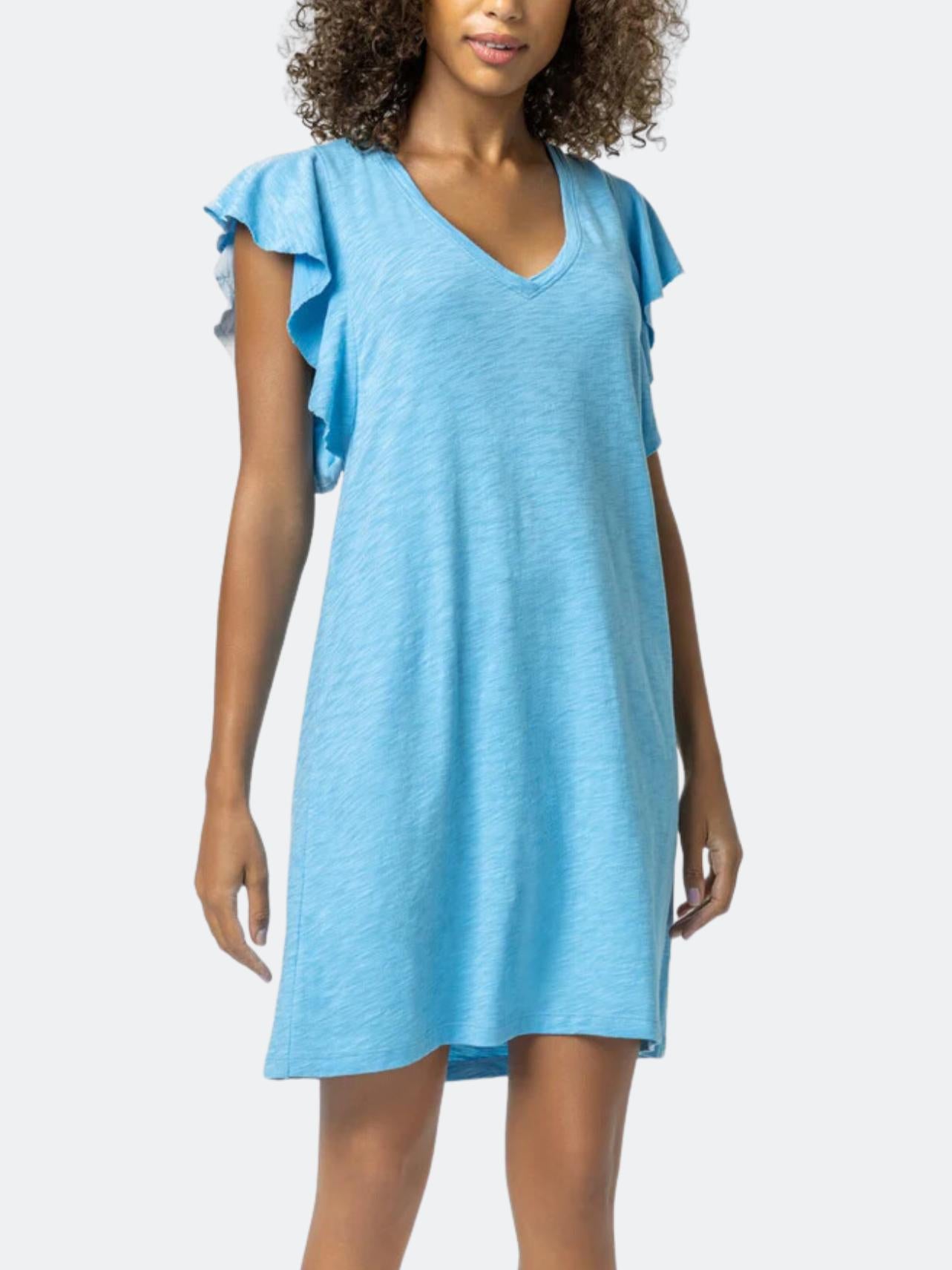 Lilla P - Flutter Sleeve V-Neck Mini Dress - Sz M