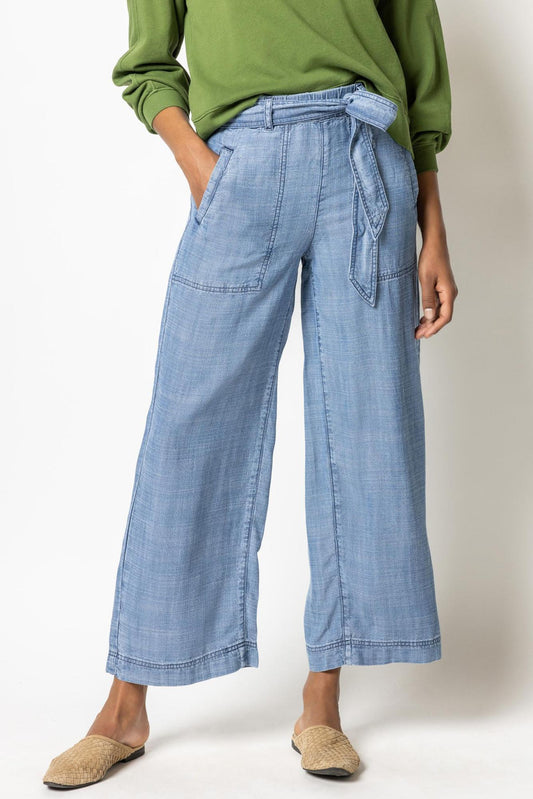 Lilla P - Wide Leg Chambray Pant - Sz L